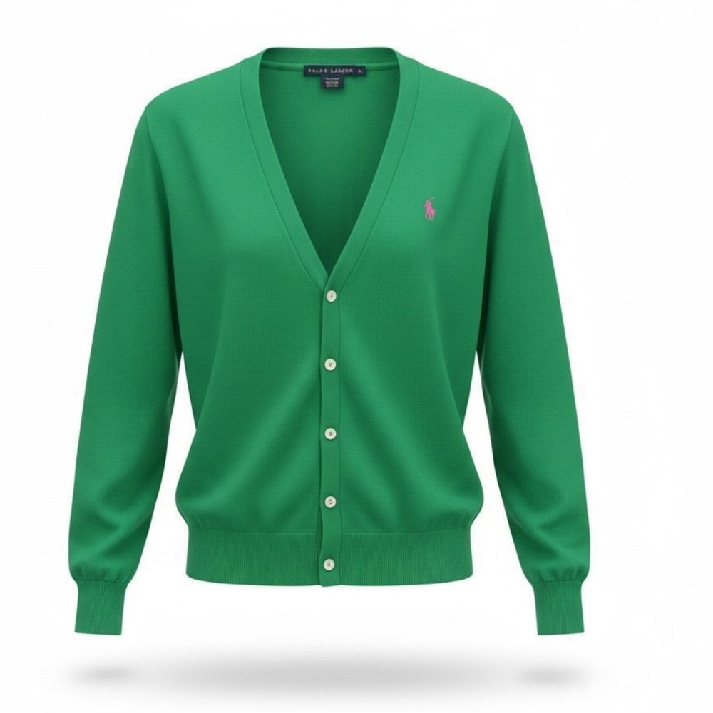 Vintage ralph lauren kelly green cardigan